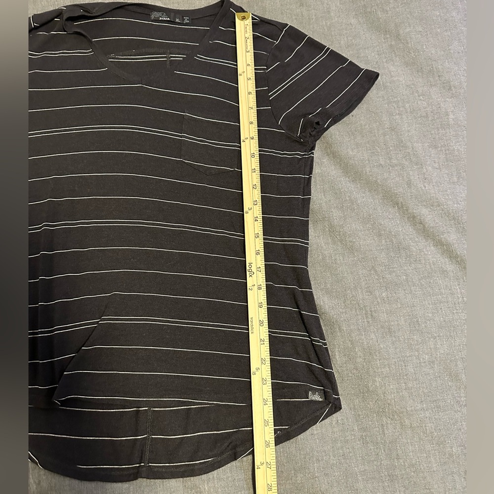Prana Charcoal Striped Short Sleeve Tee - Picture 7 of 9